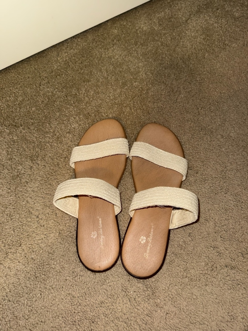 Tommy Bahama Cream Double-Strap Slide Sandals